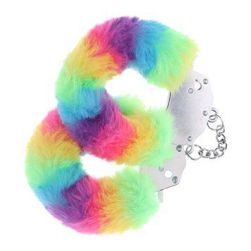 Пухнасті металеві наручники для рольових ігор Heavy-duty Fluffy Handcuffs - Multicolor 1 36-OU1046MUL1 фото