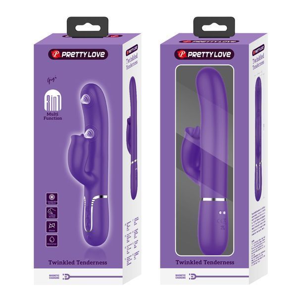Вібратор PRETTY LOVE Gigi dark purple, 7 thumping functions 7 licking modes BW-500035-2 фото