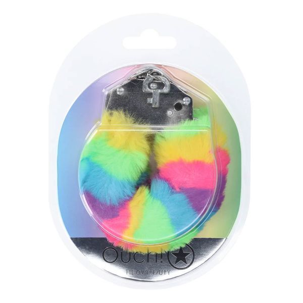 Пухнасті металеві наручники для рольових ігор Heavy-duty Fluffy Handcuffs - Multicolor 1 36-OU1046MUL1 фото