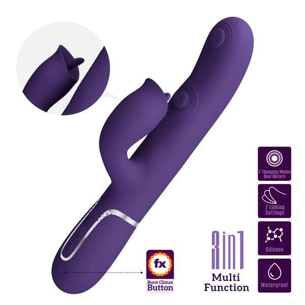 Вібратор PRETTY LOVE Gigi dark purple, 7 thumping functions 7 licking modes BW-500035-2 фото