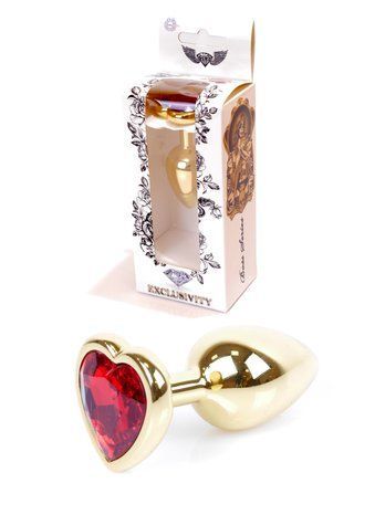 Анальна пробка -Jewellery Gold Heart PLUGRed 64-00037 фото