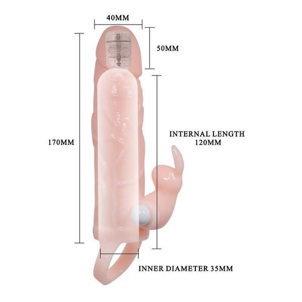 Насадка на пенис BAILE Brave Man Skin, с вибрацией, телесная BI-026225A фото