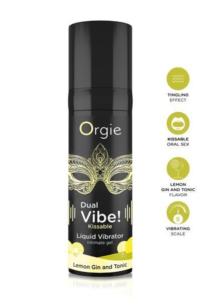 Жидкий вибратор ORGIE COSMETICS Dual Vibe! Kissable, со вкусом лимонного джин-тоника, 15 мл 69-17557 фото