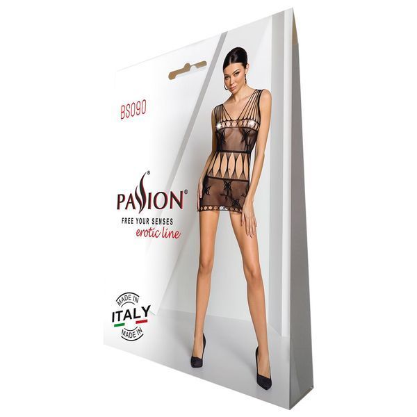 Бодістокінг мінісукня з метеликами Passion BS090 One Size black SO6388 фото