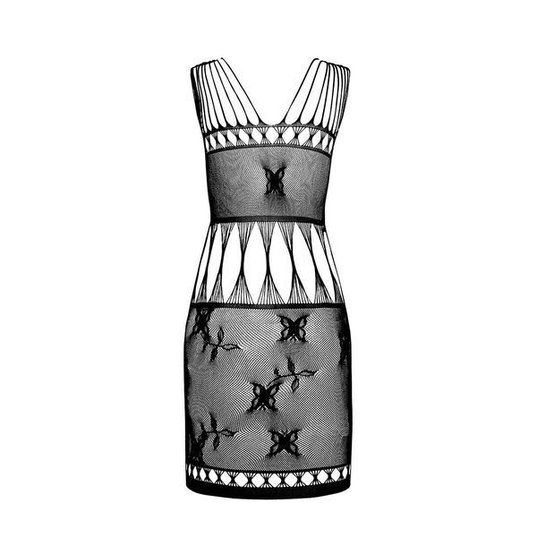 Бодістокінг мінісукня з метеликами Passion BS090 One Size black SO6388 фото