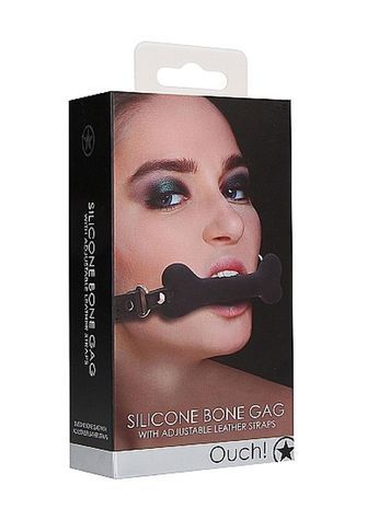 Кляп Ouch! Puppy Play Bone Gag, силіконовий, чорний 36-OU265BLK фото