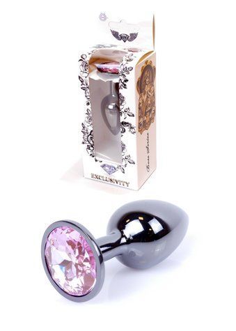 Анальная пробка BOSS SERIES HeavyFun Jawellery Dark Silver Plug, розовая 64-00027 фото