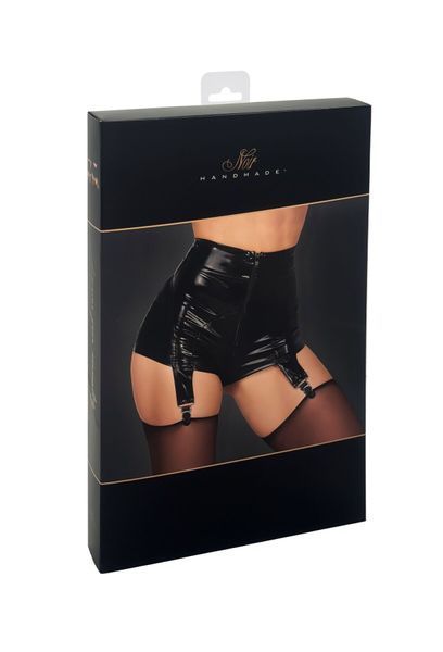 Шортики Noir Handmade F325 Glam, XL, black, вініл, висока талія, кріплення для панчіх, з доступом SX0384 фото