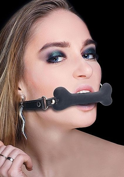 Кляп Ouch! Puppy Play Bone Gag, силиконовый, чёрный 36-OU265BLK фото