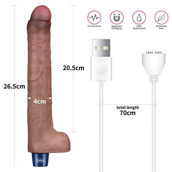 Вiбратор 10.5 REAL SOFTEE VIBRATING DILDO 66-LV430223 фото