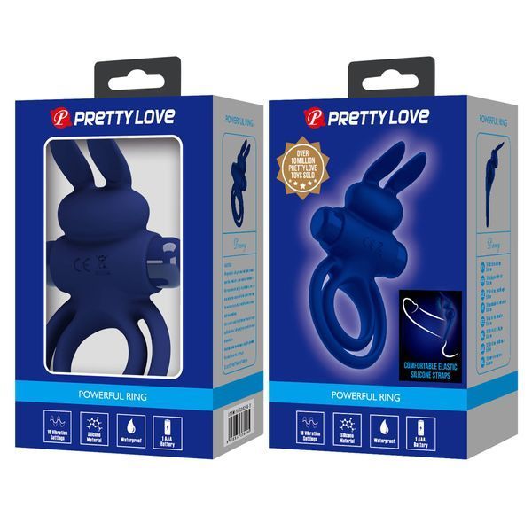 Ерекційне кільце з вібрацією PRETTY LOVE Powerful Ring, силікон BI-210206-3 фото