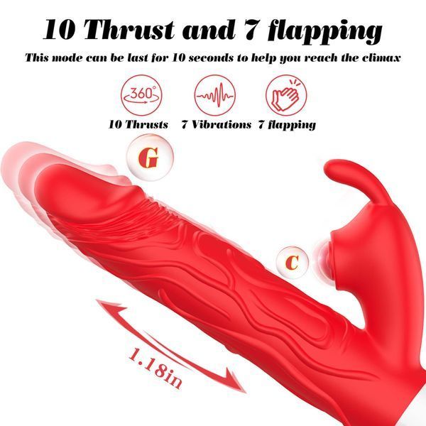 Вібратор B-Series Silicone Vibrator, силіконовий, 10 thrusting and7 Flapping 63-00080 фото