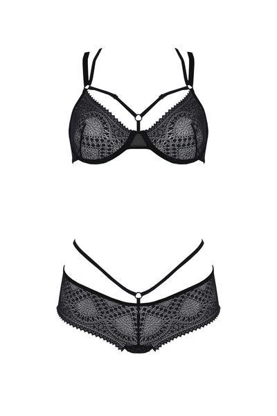 Комплект Passion DROSERA BIKINI black, XXL/XXXL, бюстгальтер і трусики-кюлоти SX0469 фото