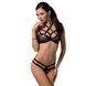 Комплект білизни Passion Exclusive HAGAR SET S/M, black, стрепи, трусики та ліф PS24705 фото 1
