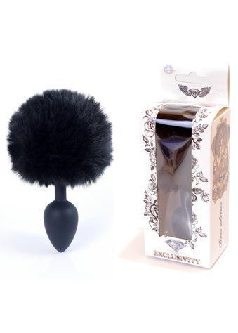 Анальна пробка - Jawellery Silikon PLUG Bunny Tail Black 64-00100 фото
