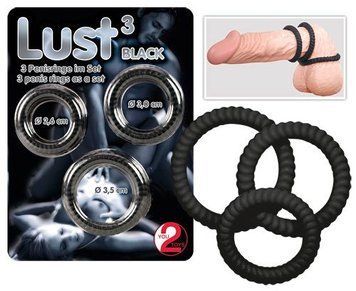 Набір чорних кілець Lust 3 black 42-05042970000 фото