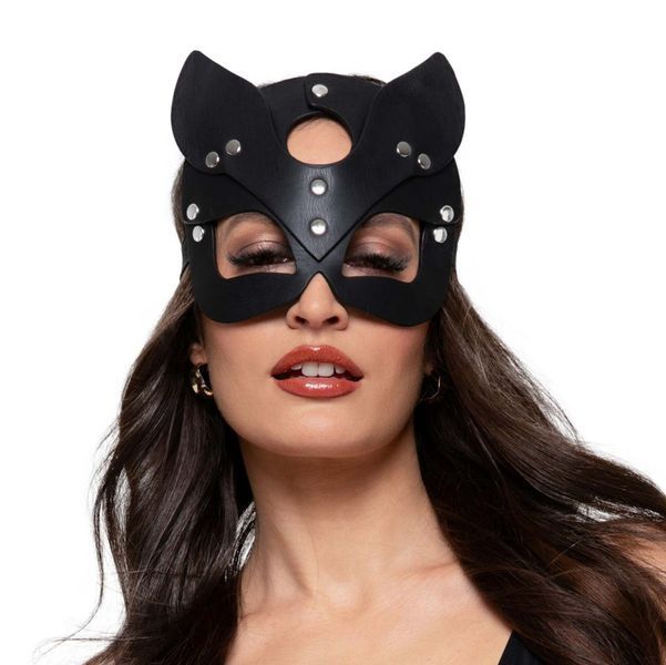 Маска кошечки Bedroom Fantasies Kitty, из экокожи, чёрная 55-BF055BLK фото