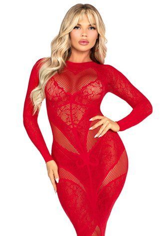 Сукня Leg Avenue Lace and Net Bodycon Gown One Size, Red SX1738 фото