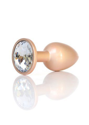Анальная пробка BOSS SERIES Jewellery Pearl Gold Plug Clear, металлическая, прозрачная, S, золотой 64-00129 фото