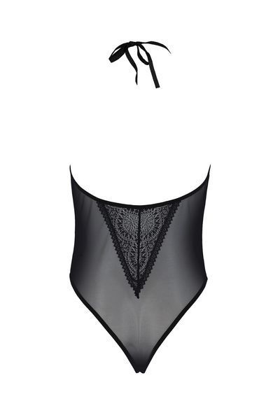 Боді Passion DROSERA BODY black, S/M, високі вирізи, верх на зав&rsquo;язках SX0471 фото