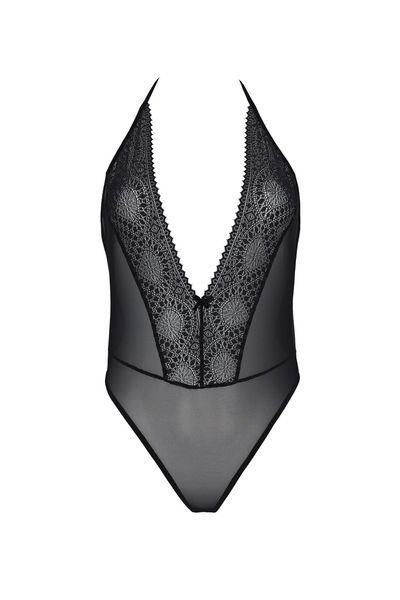 Боді Passion DROSERA BODY black, S/M, високі вирізи, верх на зав&rsquo;язках SX0471 фото