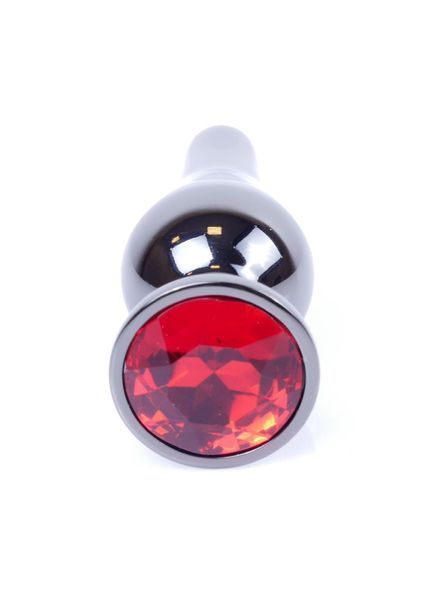 Анальна пробка BOSS SERIES HeavyFun Jewellery Dark Silver, червона, діаметр 30 мм 64-00055 фото