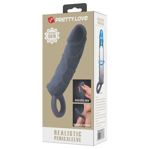 Насадка на пеніс PRETTY LOVE Realistic Penis Sleeve, TPR BI-026227-2 фото