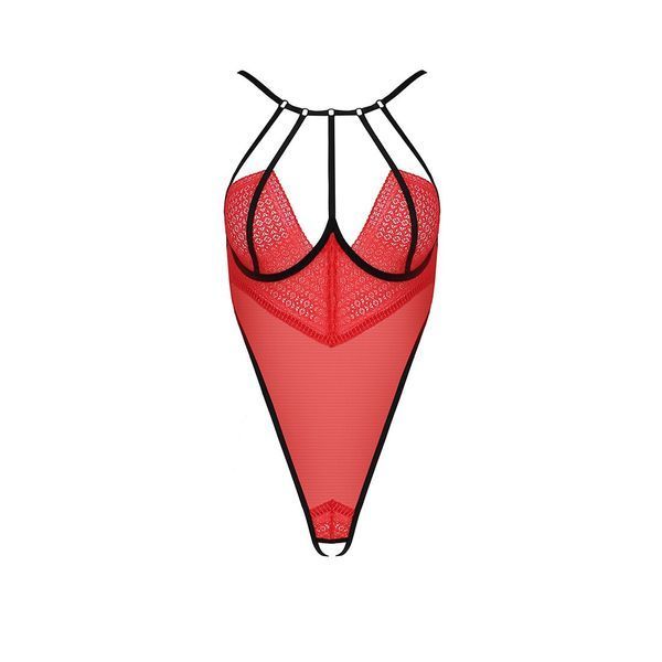 Боді з високим вирізом стегна Passion Exclusive AKITA BODY S/M, red PS24202 фото