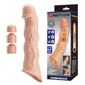 Подовжуюча насадка на пеніс Extension Penis Sleeve with Modular Length Blocks &ndash; 28 cm BI-026280 фото