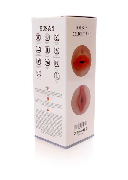 Мастурбатор BOSS SERIES Susan Double Delight 2.0, подвійна стимуляція (рот та вагіна), кіберскін 26-00132 фото