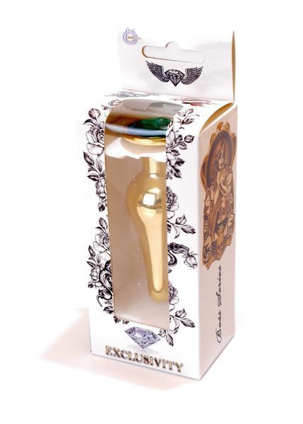 Анальная пробка BOSS SERIES HeavyFun Jawellery Gold, зелёная, 30 мм 64-00069 фото
