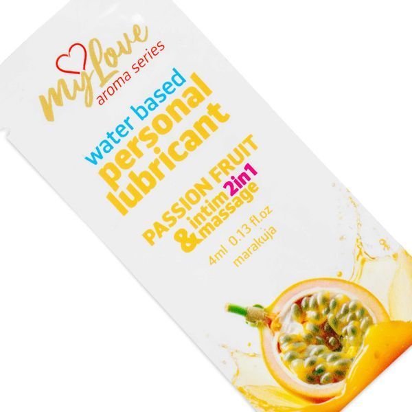 Лубрикант на водной основе MyLove Aroma Series, 2 в 1 для интимной близости и массажа, с ароматом маракуйи, 4 мл 101-9575 фото
