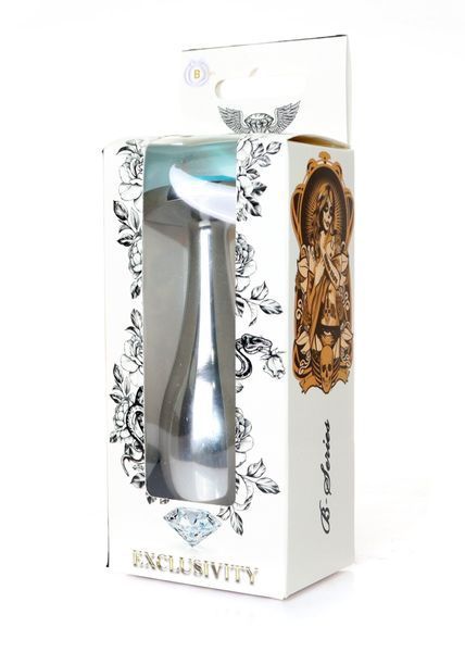 Анальна пробка BOSS SERIES Jewellery Silver Plug, металева, світло-блакитна, L, діаметр 32 мм 64-00148 фото