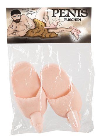 Тапки-прикол ORION Penis-Puschen, плюшевые, с пенисом и яичками, телесные, размер до 40 42-07774390000 фото