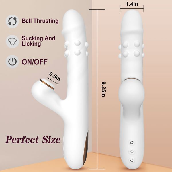 Вибратор для двойной стимуляции BOSS SERIES Silicone Vibrator, с ротационными и лижущими функциями 63-00079 фото