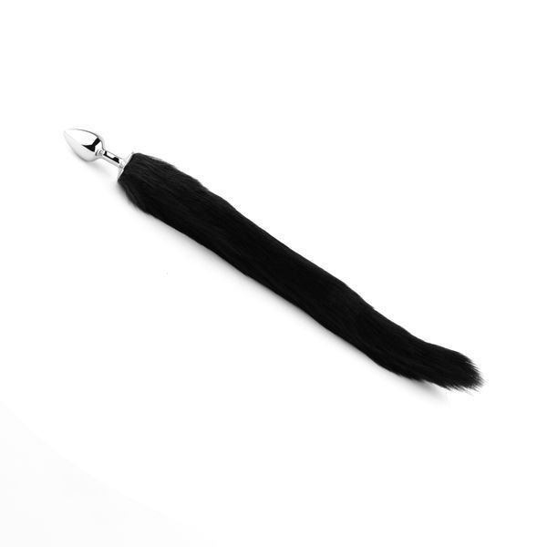Анальная пробка с хвостом лисы Plug-Fox Tail, черная, XL 64-00098F-1 фото