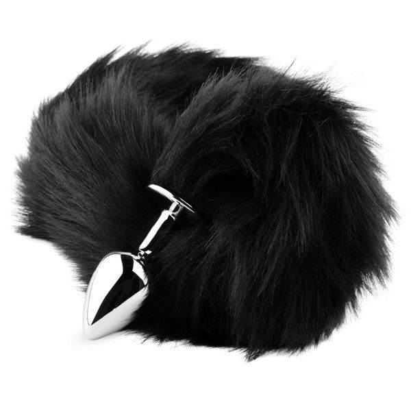 Анальная пробка с хвостом лисы Plug-Fox Tail, черная, XL 64-00098F-1 фото