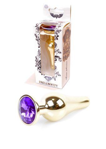 Анальная пробка BOSS SERIES Jawellery Gold, фиолетовая, 30 мм 64-00070 фото
