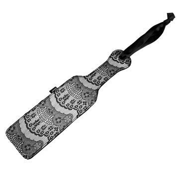 Шлёпалка Steamy Shades Luxury Paddle, с чёрной кружевной отделкой, чёрная 38-257932 фото