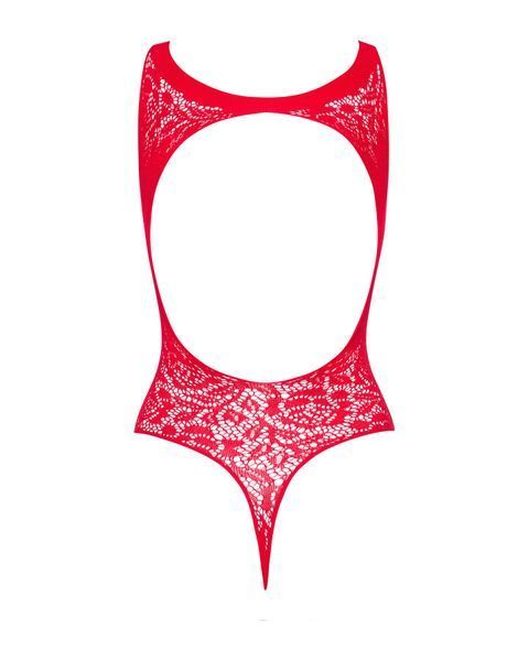 Ажурний бодістокінг із ефектом шнурівки Obsessive B120 teddy red S/M/L, червоний SO7208 фото
