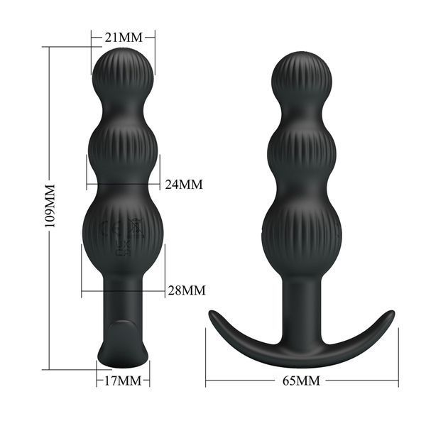 Анальна пробка з вібрацією PRETTY LOVE Sidney, 10 Wibracji, Silikon BI-040173 фото