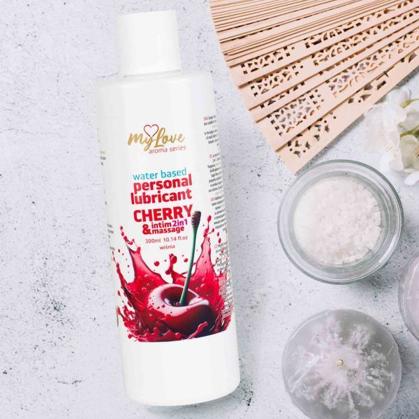 Водний лубрикант 2в1 для інтимної близькості та масажу MyLove Aroma Series Cherry (Вишня), 300 мл 101-0417 фото
