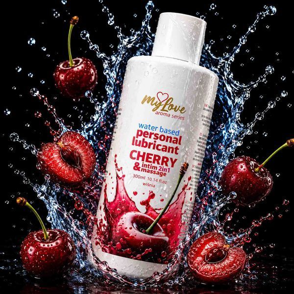 Водний лубрикант 2в1 для інтимної близькості та масажу MyLove Aroma Series Cherry (Вишня), 300 мл 101-0417 фото