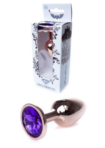 Анальная пробка BOSS SERIES Jewellery Red Gold Plug, фиолетовая, 27 мм 64-00110 фото