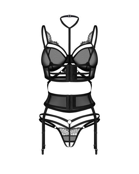 Комплект Obsessive Premisis Black 3-pcs crotchless set 2XL/3X SX3116 фото