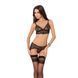 Комплект білизни Passion Exclusive VELIA SET S/M, black, напівпрозорий ліф, трусики-пояс для панчіх PS25211 фото 1