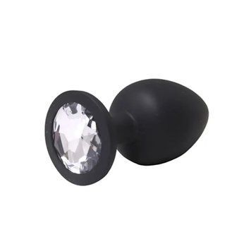 Анальна пробка Black small butt plug with white crystal 94-FT001073 фото