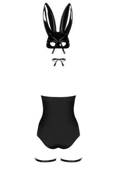 (SALE) Еротичний костюм кролика Obsessive Bunny costume S/M, black, боді, чокер, гартери, панчохи, маска SO7701 фото