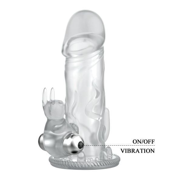 Насадка на член BAILE Brave Man Vibrating, прозора, 18х4 см BI-026204 фото