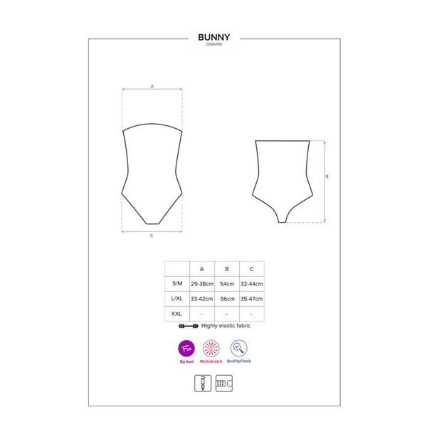(SALE) Еротичний костюм кролика Obsessive Bunny costume S/M, black, боді, чокер, гартери, панчохи, маска SO7701 фото